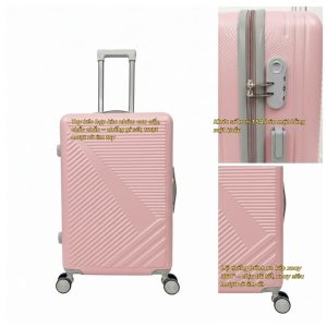 Vali Du Lịch Nhựa Dẻo ABS/PC, khóa số T01 - Màu hồng phấn
