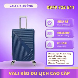 Vali Du Lịch Nhựa Dẻo ABS/PC, khóa số T01 – Màu Xanh Navy