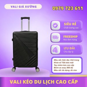 Vali Du Lịch Nhựa Dẻo ABS/PC, khóa số T01 - Màu đen