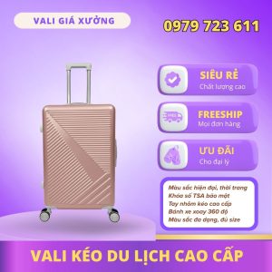 Vali Du Lịch Nhựa Dẻo ABS/PC, khóa số T01 – Màu Hồng Đất