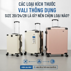 Các loại kích thước vali thông dụng, size 20/24/28 là gì, nên chọn loại nào