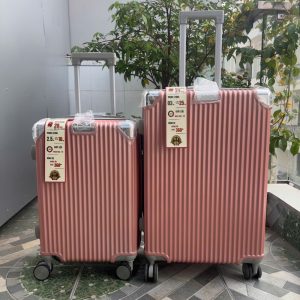 Vali Kéo Du Lịch Ốp Góc Hồng Đất Nhựa ABS/PC Size 20/24/28 – KL01